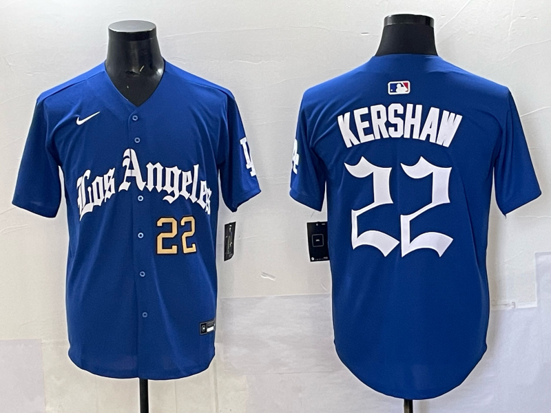 Men Los Angeles Dodgers #22 Kershaw Blue 2025 Nike MLB Jersey style 0044